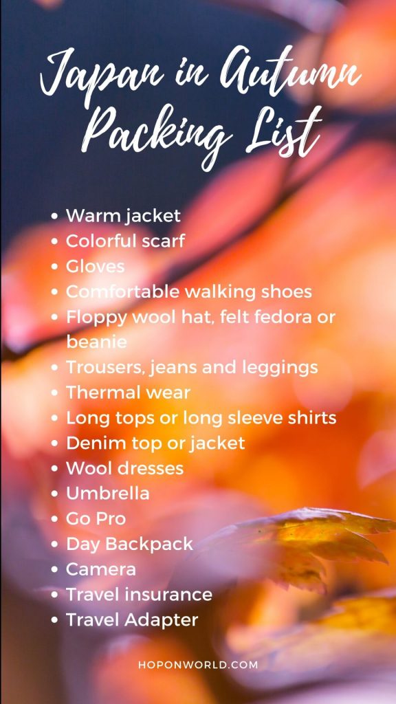 Deciding what to pack for your Japan autumn itinerary can be a cumbersome task. Here are some tips on what to pack for Japan in autumn. #Japan #autumn #packinglist #travel #fall
