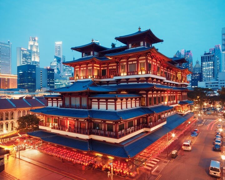 Buddha Tooth Relic Temple is sacred temple and one of the most Instagrammable places in Singapore