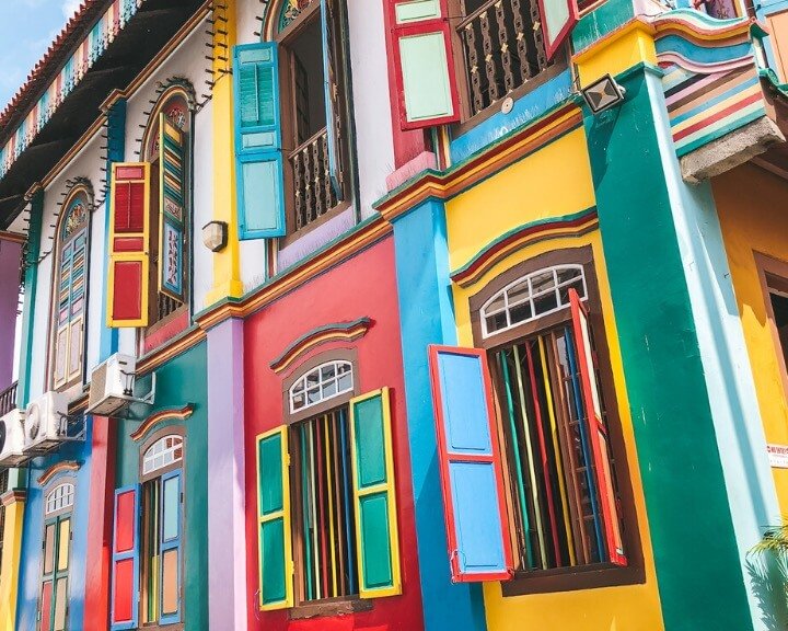rainbow house in Little India, is a famous attraction in Singapore.