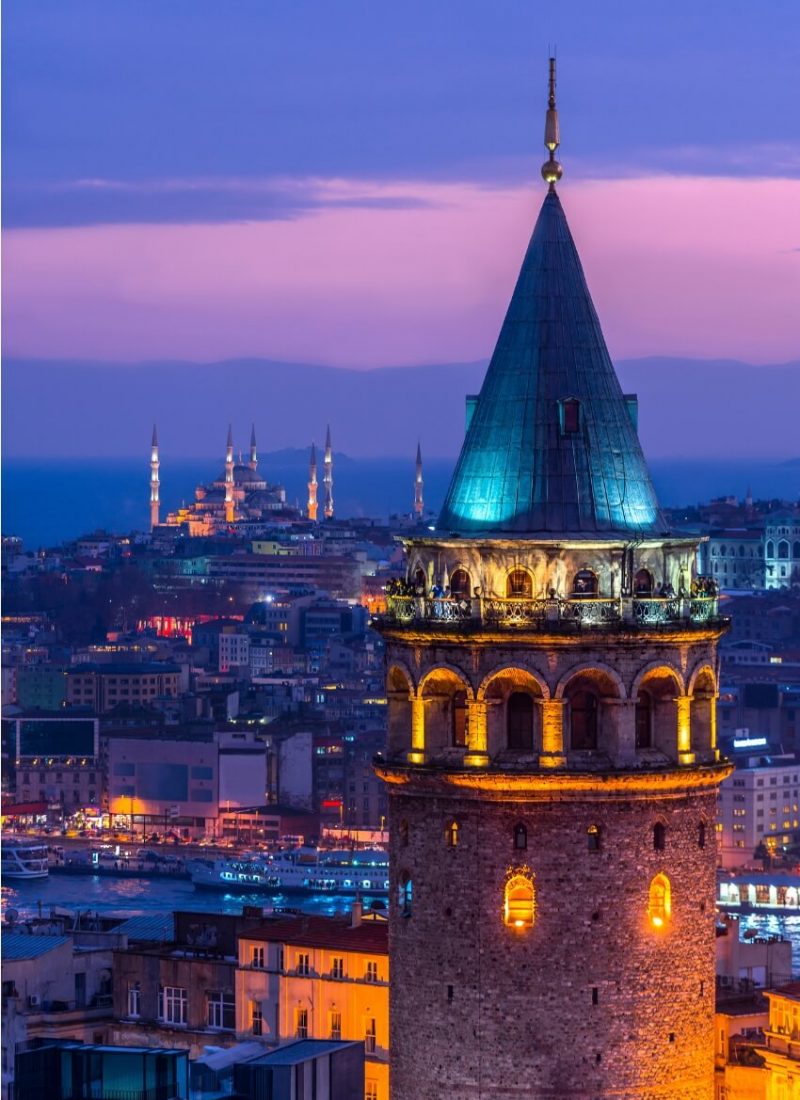 Galata Tower at night, instanbul, turkey